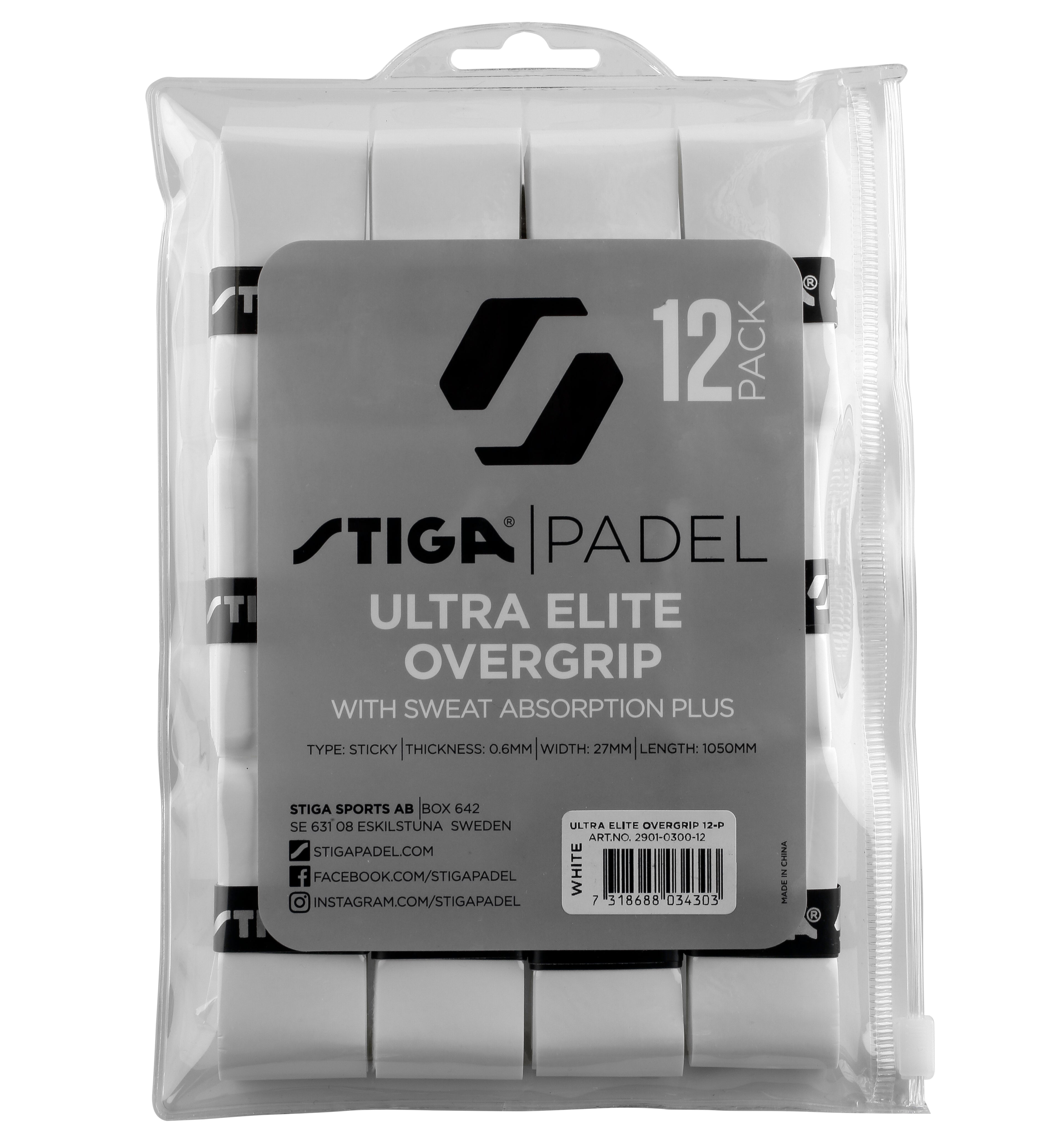Racket Sports Ultra Elite Overgrip White 12-P