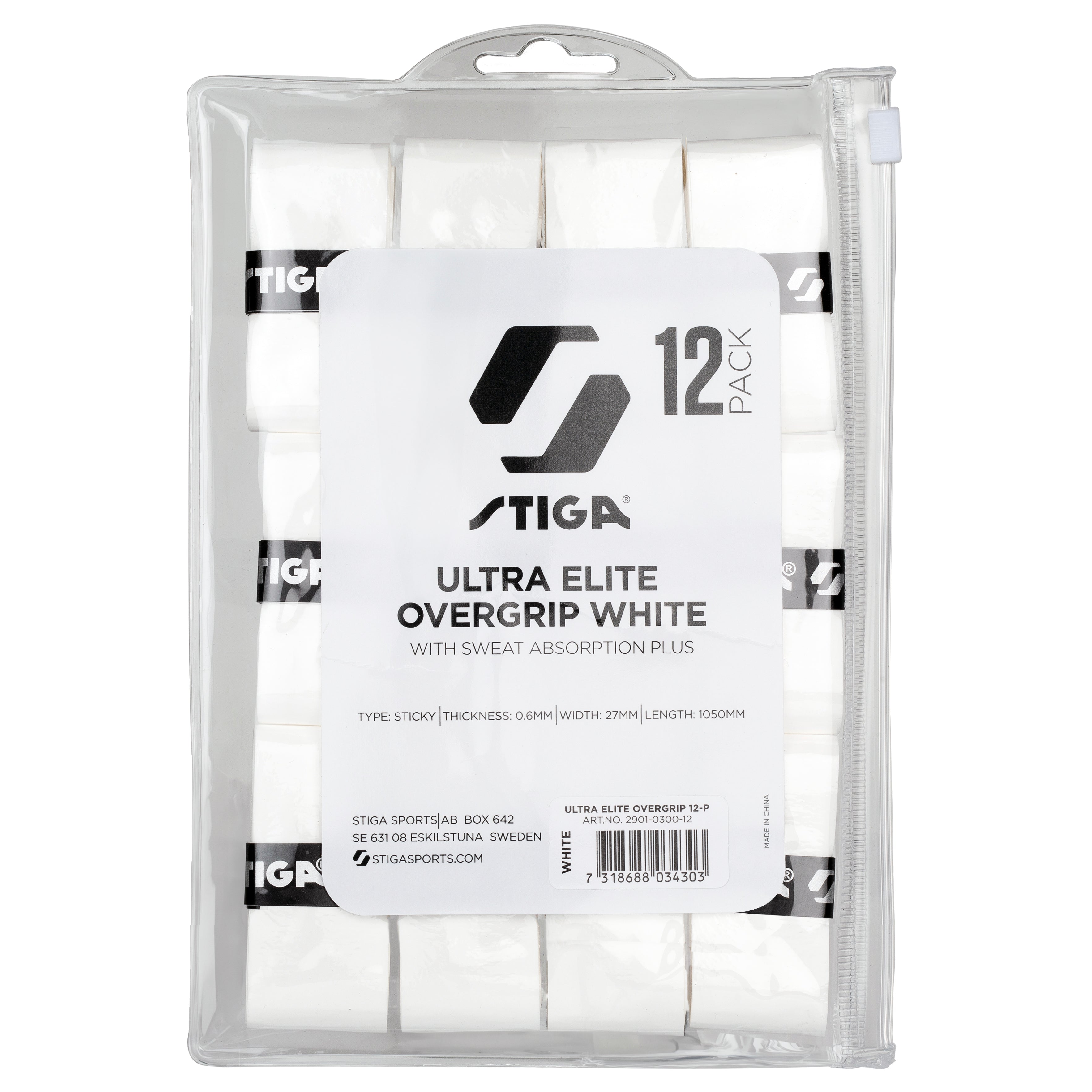 Racket Sports Ultra Elite Overgrip White 12-P